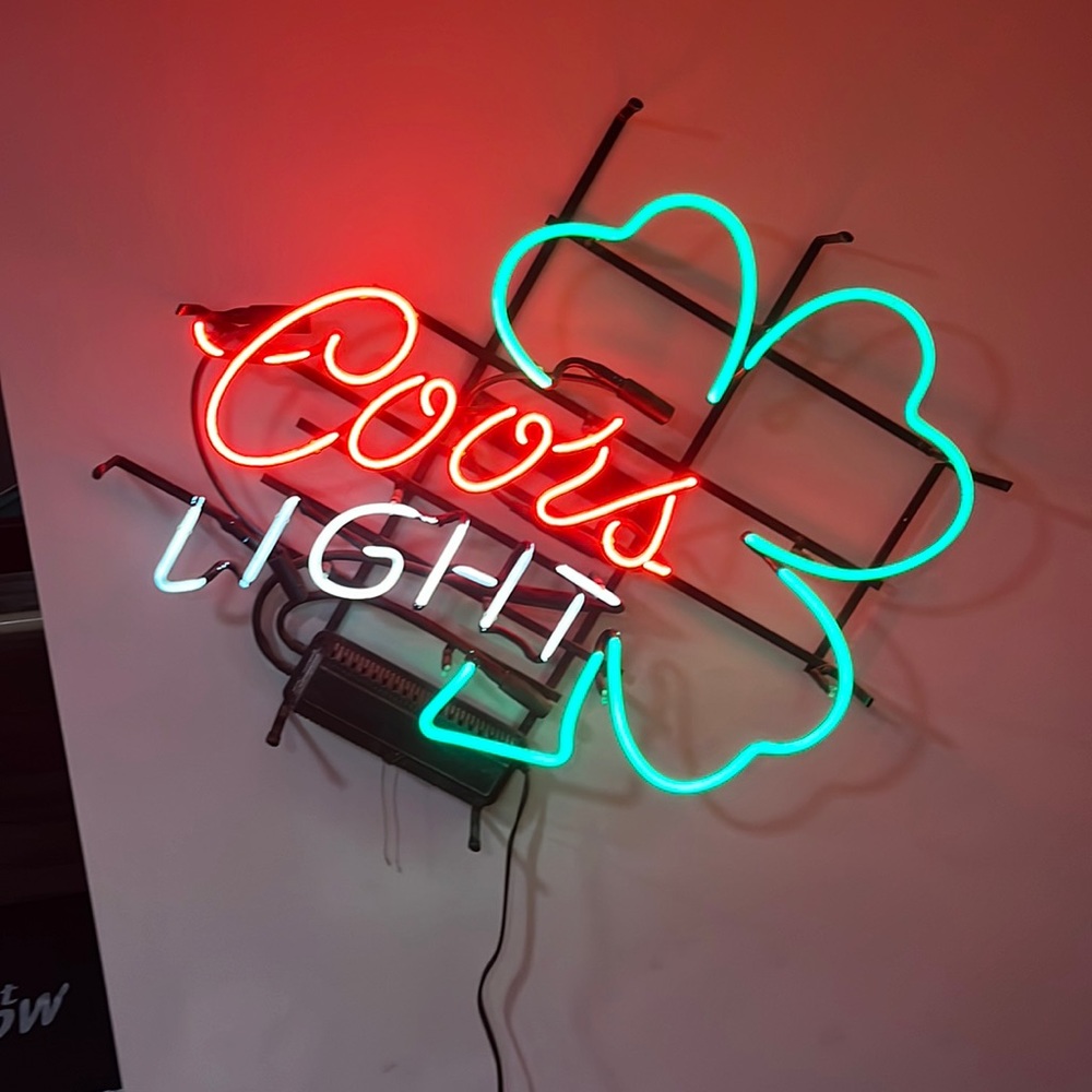 Coors light neon shamrock sign!
